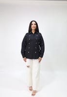 قميص مطرز اسود بكريستالات وأحجار فخمة مصنوع من خام...