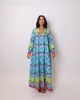 فستان عصري - صناعة تركية - ازرق - يملمس قطني