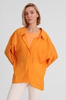 قميص ساده برتقالي نسائي كاجوال، صناعة تركية -PERRY