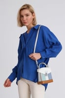 قميص ازرق ساده نسائي كاجوال، صناعة تركية -PERRY