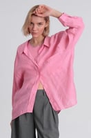 قميص ساده بينك نسائي كاجوال، صناعة تركية -PERRY