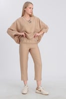 بدلة بيج قميص وبنطلون فضفاضين، صناعة تركية - "PERR...