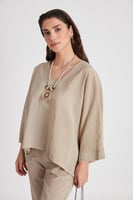 بدلة بيج قميص وبنطلون فضفاضين، صناعة تركية - "PERR...