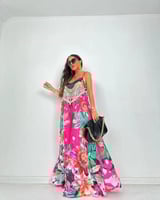 فستان عصري ملون صناعة تركية بينك