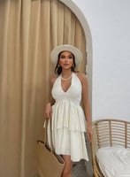 فستان ابيض للبحر والمناسبات الصيفية مصنوع من القطن...