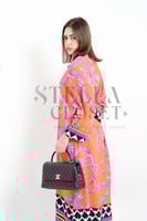 فستان ملمس قطني اورنج و تموجات بالموف طويل 2025