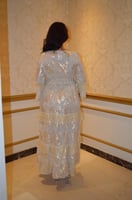 فستان شهرزاد سكري بالتطريز الذهبي