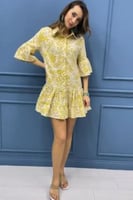 فستان قصير اصفر مورد