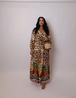 فستان عصري ملمس قطني ناعم - بنقش نمري