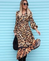 فستان عصري ملمس قطني ناعم - بنقش نمري