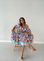 فستان صيفي اوف شولدر برسومات عصرية