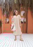 فستان عصري كاجوال بأكمام قصيرة، لون - رمادي - صناع...