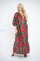 فستان ملمس قطني بالون الاحمر و الاخضر طويل 2025