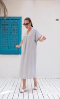 فستان عصري كاجوال بأكمام قصيرة، لون - رمادي - صناع...