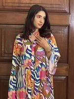 فستان ملمس قطني ناعم - " بتدرجات الوان جميلة " .