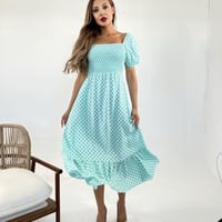 فستان عصري ملمس قطني ناعم - " بيبي بلو " - صناعة ت...