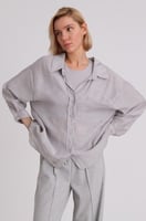 قميص ساده رمادي نسائي كاجوال، صناعة تركية -PERRY