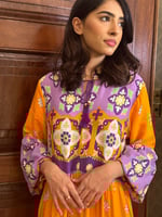 فستان ملمس قطني ناعم - " برتقالي و بنفسجي "صناعة ت...