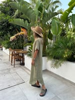 فستان عصري كاجوال بأكمام قصيرة، لون - رمادي - صناع...