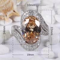 خاتم نسائي مطلي بالفضة ومزين بالزركون الكوبي مقاس...