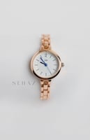 ساعة بنات دائري ذهبي ومينا ابيض من عمر3 سنوات الى...