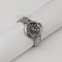 ساعة بنات فاخره فضي مينا أسود