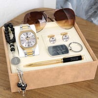 طقم هدية رجالي كلاسيك - ساعة، نظارة، كبك