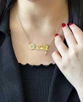 سلسال وردة بالاسم مطلي ذهب