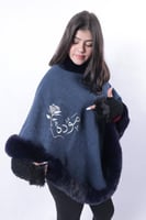 وشاح شتوي نسائي فاخر بلون كحلي