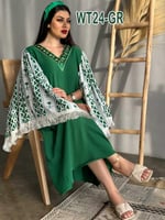 فستان اليوم الوطني نسائي - أخضر قطني