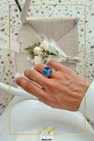 خاتم ملكي فضه خالص شكل دائري من متجر مون