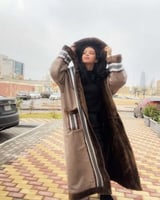 فروة شتوية نسائية سدو مع تطريز باسمك