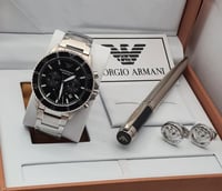 طقم ارماني رجالي - ساعة مع قلم وكبك