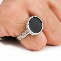 خاتم رجالي حجر أسود بدون كتابة الاسم
