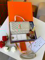 شنطة سان لوران الجديدة عنابي بيج أسود أبيض - شنطه...