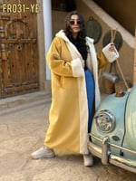 فروة نسائية مخمل شتوية بقبعة