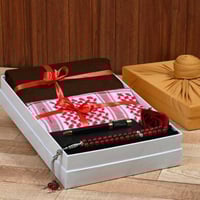 طقم قماش مخطط شتوي رجالي مع شماغ جفنشي