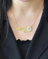 سلسال وردة بالاسم مطلي ذهب