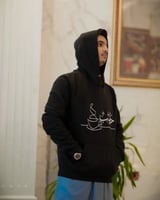 بلوفر رجالي بقبعه أسود - هودي طباعة مخصصة لشعارك أ...