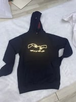 بلوفر شتوي رجالي - هودي أسود بطباعة اسم أو تصميم م...