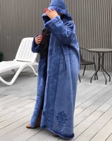 فروة شتوية نسائية فاخرة - نقش ليزر مع قبوع