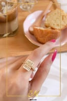 خاتم الصدف مرصع بالزركون - متجر مون .