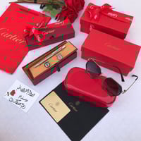 طقم كارتير رجالي | نظارة وقلم وكبك مع ملحقات كاملة