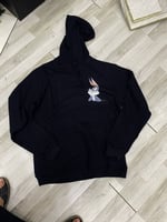 بلوفر شتوي رجالي - هودي أسود بطباعة اسم أو تصميم م...