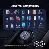 جودا - تيوب 45 شاحن سيارة بمنفذين بى دى بقوة 45 وا...