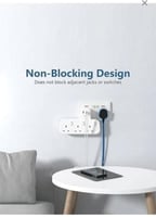 فيش جداري مشترك كهرباء بـ3 منافذ ثلاثية ومنفذين US...