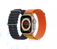 ساعة الترا مع سوارين قماشي برتقالي وابيض BASTEC