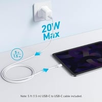 شاحن منزلي 20 واط منفذ pd مع كيبل طرفين تايب سي AN...