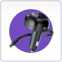 شاحن سيارة مع كيبل تايب سي مزدوج 36 واط منفذ تايب...