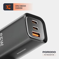 فيش منزلي 65 واط منفذين pd+منفذ USB من PORODO